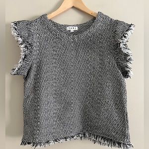 THML Margaret black and white Fringe Tweed Top